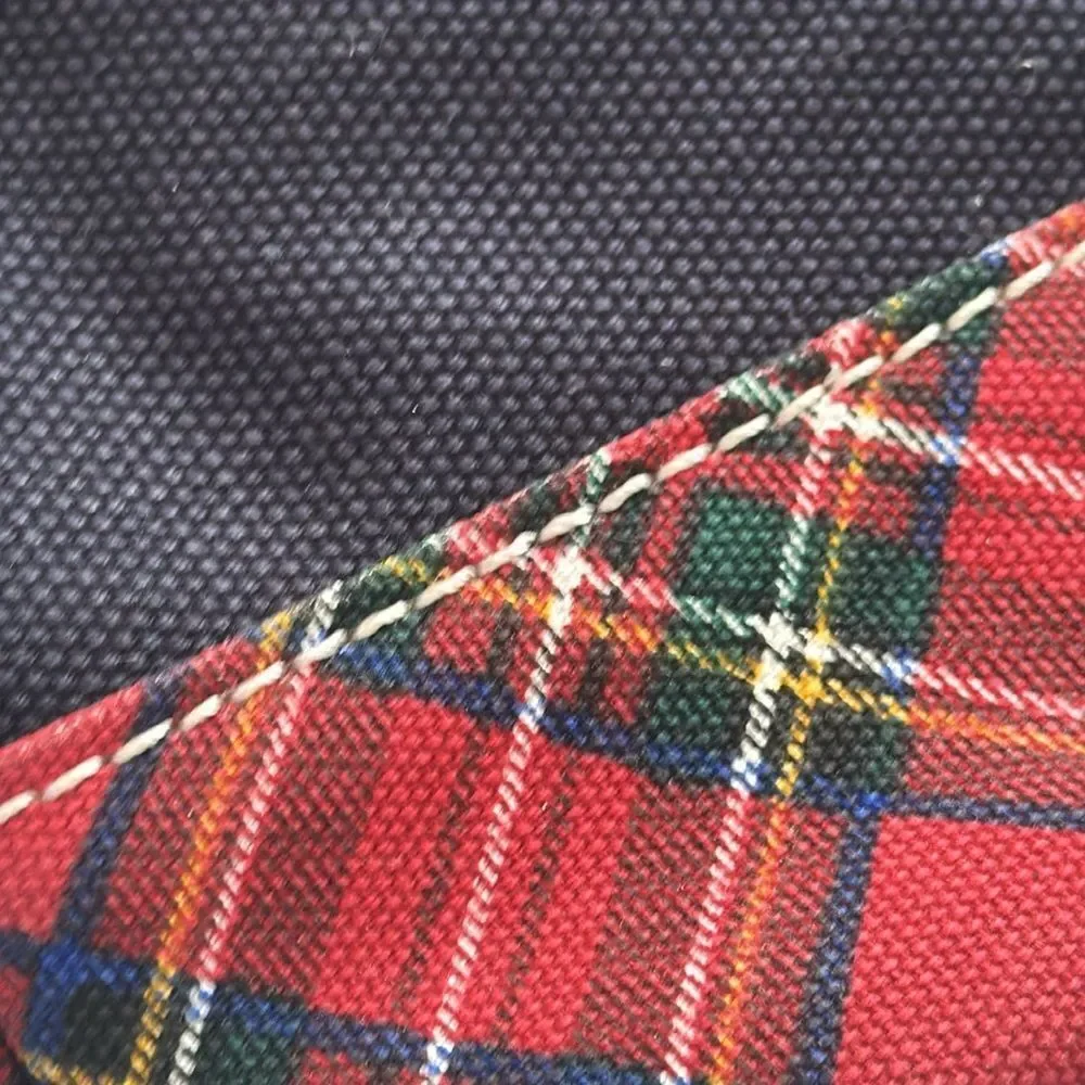 LN! *Lands End* Plaid Trim Classic Navy Red Plaid Clutch Travel Case
